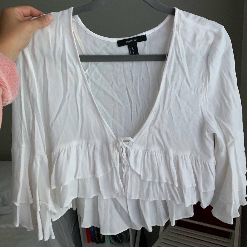 white layered tie shirt
